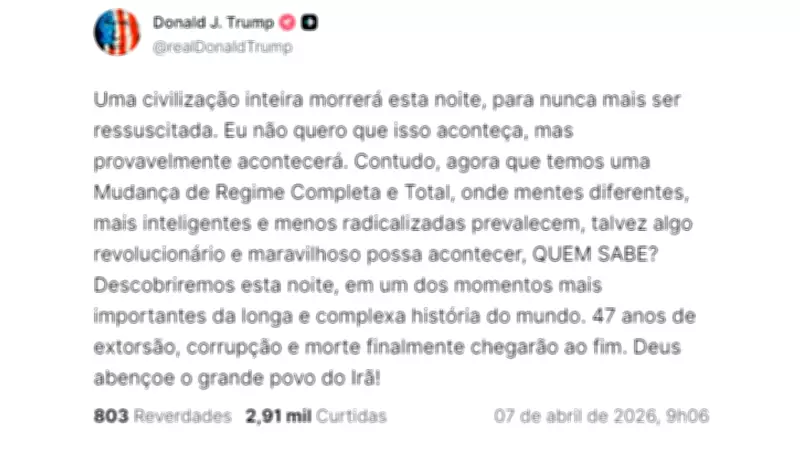 Trump ameaça Irã com 'morte de civilização' e tensão atinge pico no Oriente Médio