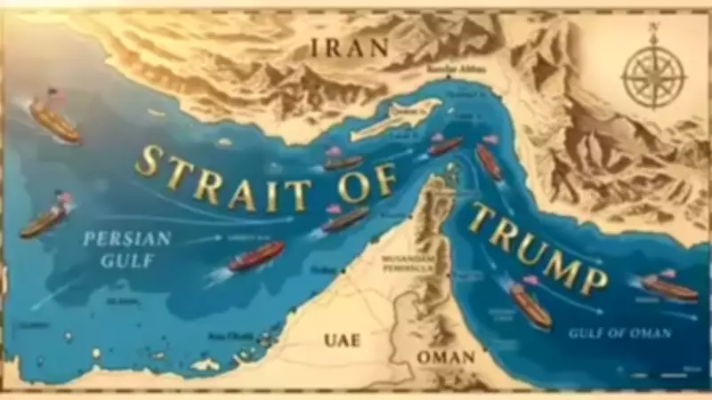 Trump republica imagem do estreito de Hormuz renomeado como 'estreito de Trump'