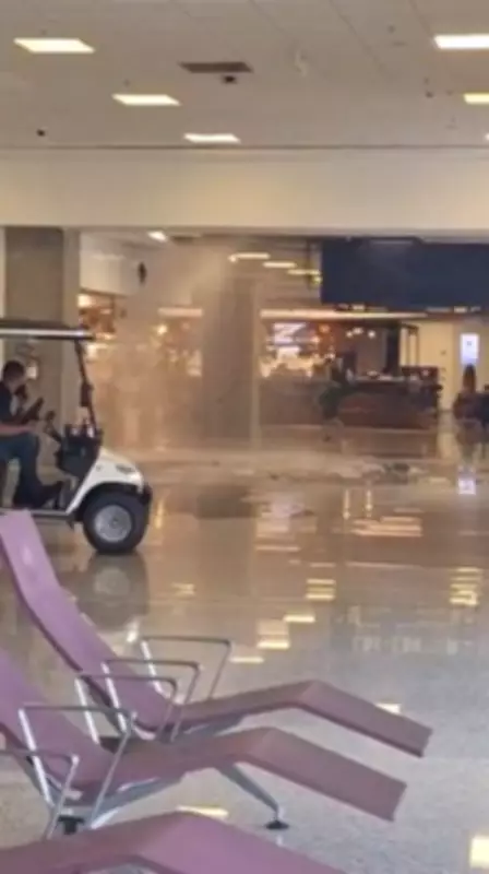 Tubulação se rompe e causa alagamento no embarque internacional do Aeroporto Galeão