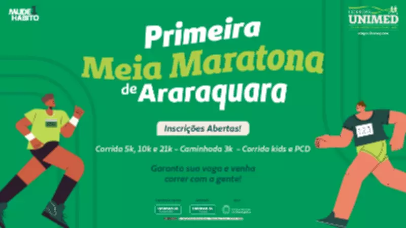 Unimed Araraquara promove 1ª Meia Maratona da cidade em 14 de junho de 2026
