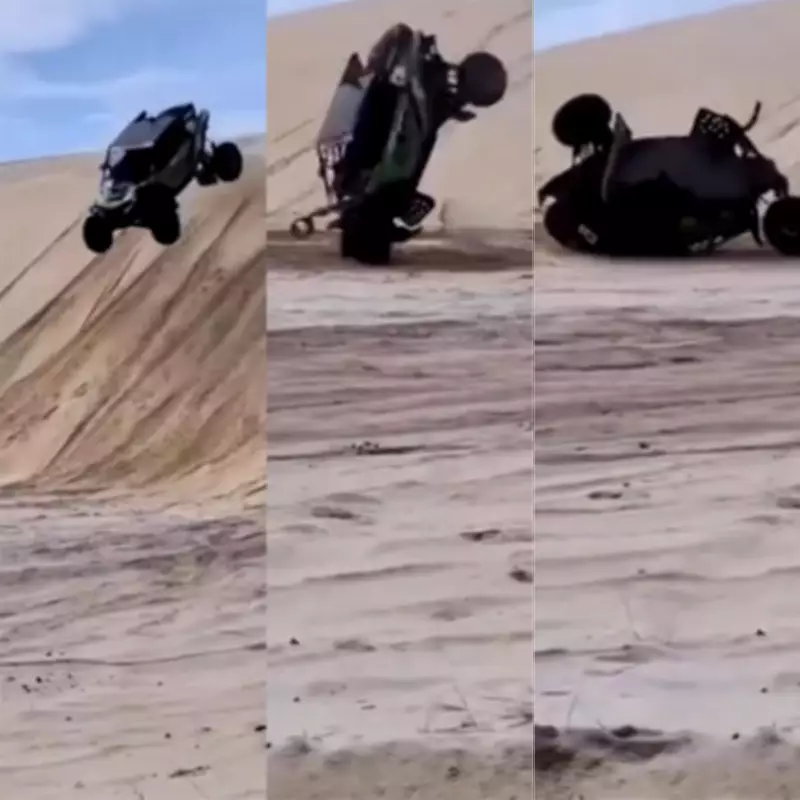 UTV capota logo após largada do Rally RN 1500 nas dunas de Maxaranguape