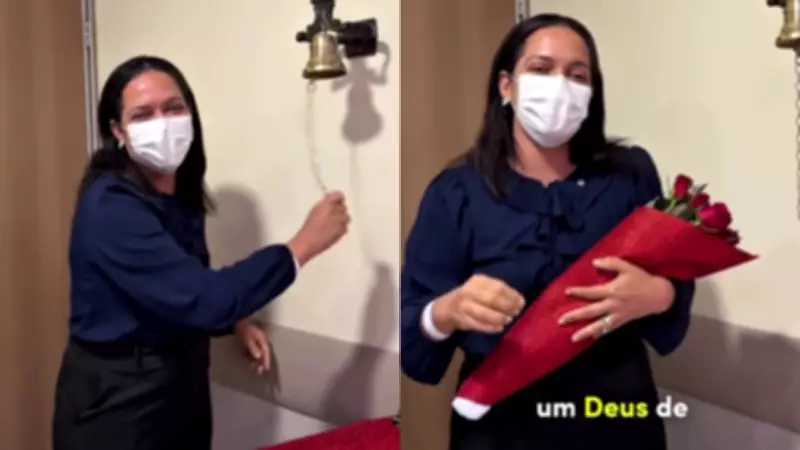 Vice-prefeita do Piauí toca 'sino da vitória' após vencer batalha contra leucemia rara