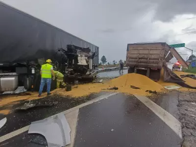 Acidente entre carretas interdita BR-376 em Ponta Grossa e deixa dois feridos graves
