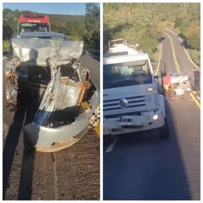 Casal fica ferido após carro colidir com caminhão parado na MGC-135 em Patis