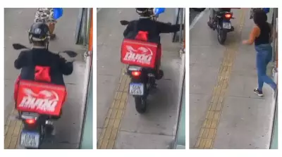 Falso entregador em moto rouba celular de mulher na calçada em São Paulo
