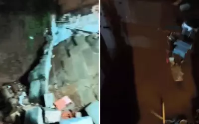 Família fica desalojada após muro desabar durante temporal em Franca