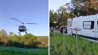 Homem cai de árvore durante poda e é resgatado por helicóptero Águia em Salto de Pirapora
