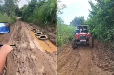 Lamaçal transforma ruas em obstáculos intransitáveis na zona rural de Itaperuna