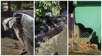 Motorista foge após engavetamento e danificar casas em Santo André