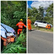 Acidente entre moto e carro na MGC-135 deixa dois jovens feridos em Minas Gerais