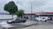 Alagamento no Acesso Oeste de João Pessoa após alerta amarelo do Inmet para chuvas intensas na Paraíba