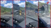 Caminhão com carga de suínos pega fogo na BR-116 em Itaobim