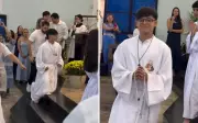 Filho de Cristiano Araújo celebra Primeira Comunhão e semelhança com pai emociona fãs