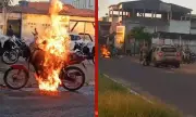 Homem ateia fogo em própria moto durante blitz e é preso em Feira de Santana