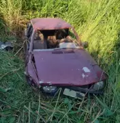 Homem sem habilitação capota carro na BR-116 em Além Paraíba