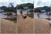 Igarapé Morro transborda em Uiramutã e prejudica tráfego de moradores