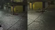 Morador usa caiaque em ruas alagadas de Fortaleza após chuvas intensas; vídeo viraliza