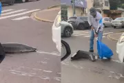 Pirarucu 'Fujona' salta de carro em movimento e vira atração em Campo Grande