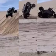 UTV capota logo após largada do Rally RN 1500 nas dunas de Maxaranguape