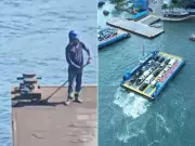 Vídeo flagra trabalhadores despejando entulho no mar em Guarujá