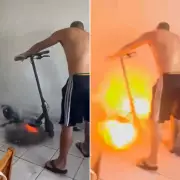 Vídeo mostra patinete elétrico explodindo em apartamento em Maceió