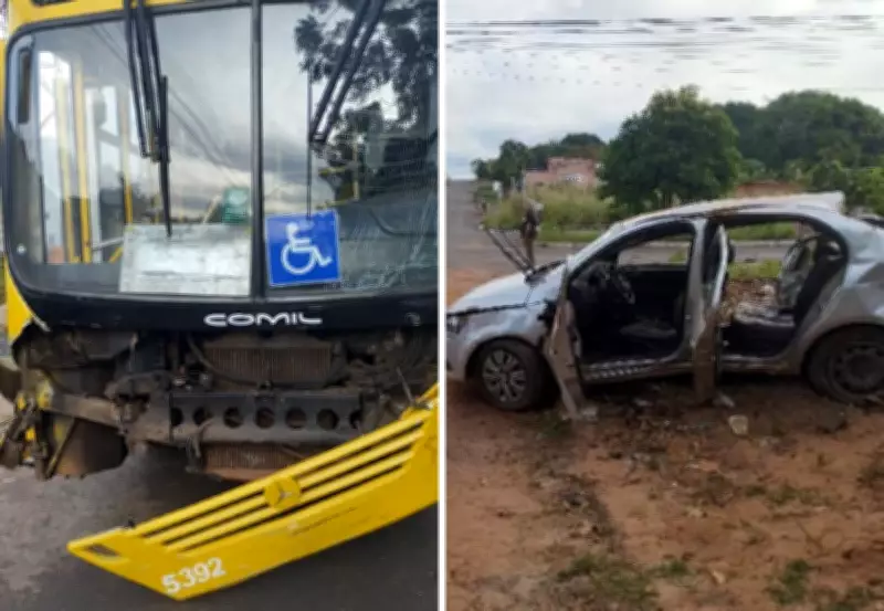 Acidente em Araguaína: quatro adolescentes feridos após carro bater em ônibus
