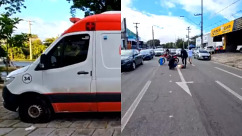 Ambulância do Samu fica parada com pneu furado em São Luís
