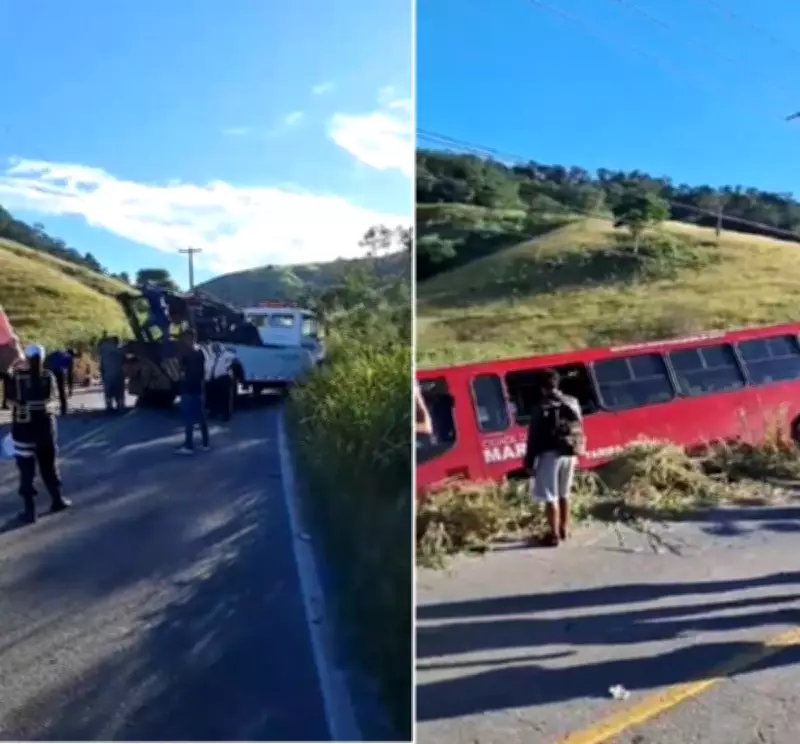 Batida entre carro e ônibus 'Vermelhinho' deixa três feridos na RJ-114