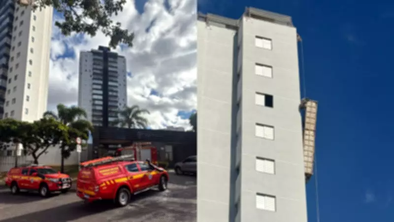 Cabo de andaime rompe e três homens ficam pendurados no 16º andar em BH