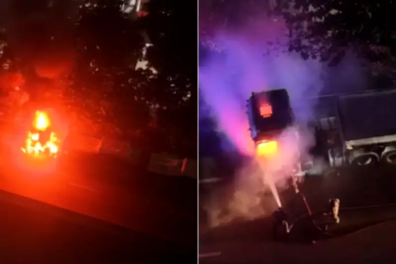 Caminhão com pisos e azulejos pega fogo em rodovia no litoral de SP