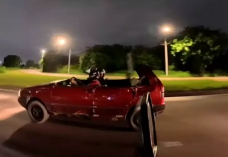 Carro com teto arrancado é flagrado na BR-101 em Recife; vídeo viraliza