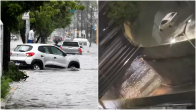 Chuva intensa alaga ruas e causa transtornos em Fortaleza neste domingo