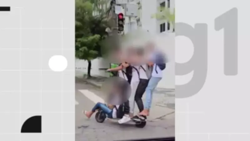 Cinco adolescentes são flagrados em único patinete elétrico no Recife