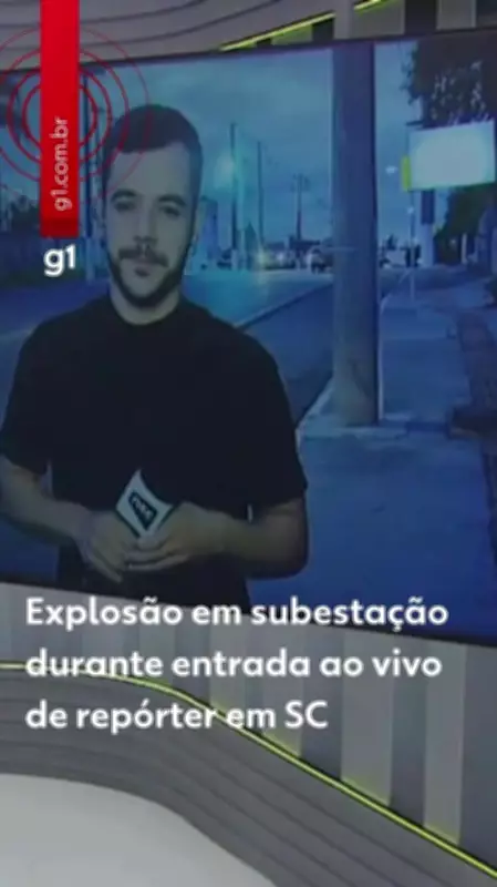 Explosão em subestação da Celesc em SC ao vivo durante reportagem