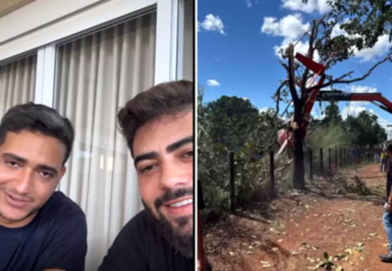 Henrique e Juliano postam vídeo após acidente de helicóptero no Tocantins