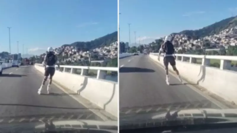 Homem de patins na Segunda Ponte, ES, é flagrado por motoristas