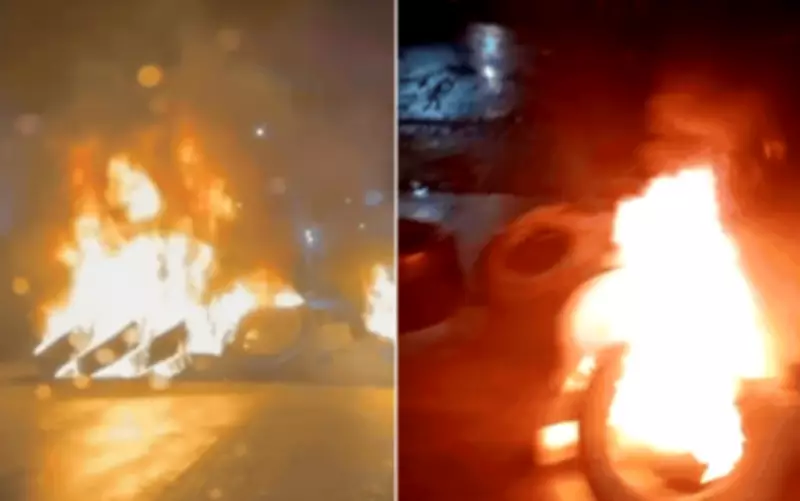 Incêndio em pneus interdita via pública em Guarujá na madrugada