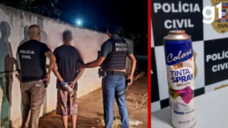 Jovem de 19 anos é preso por pichar prédio público com mensagens de facção em MT