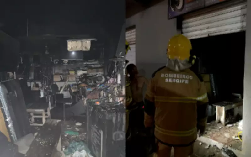 Loja de eletrônicos pega fogo em galeria comercial no Centro de Lagarto