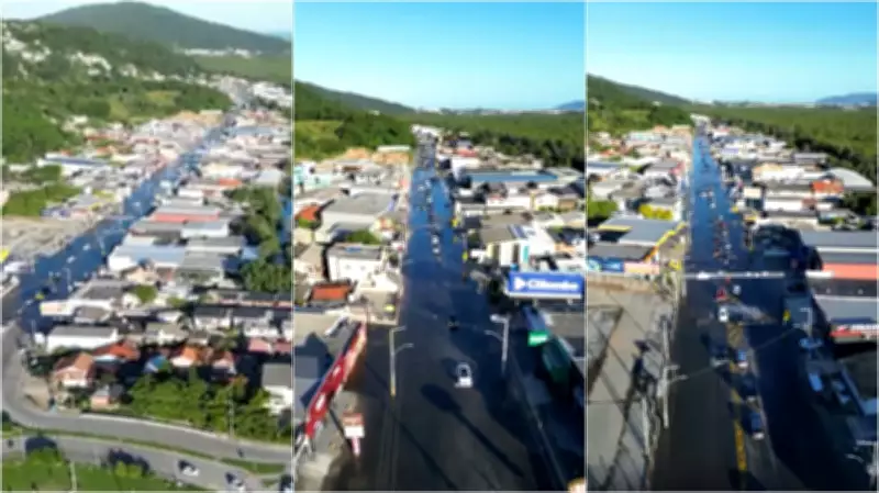 Maré alta alaga SC-405 e causa lentidão em Florianópolis no domingo