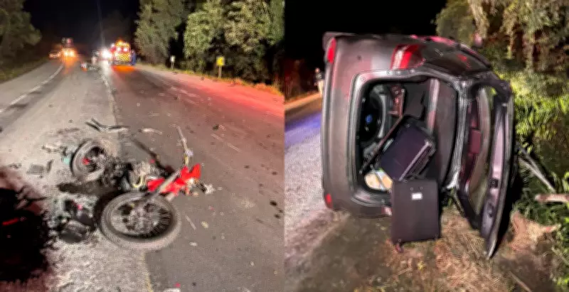 Motociclista morre e casal fica ferido em acidente na BR-280 em SC