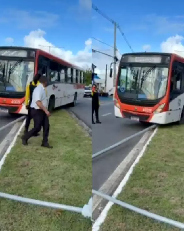 Motorista de ônibus passa mal e bate em poste na Avenida Durval de Góes Monteiro