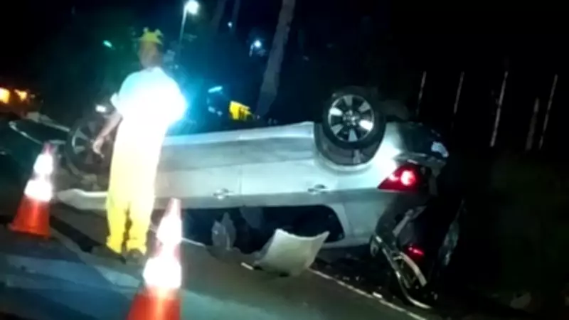Motorista perde controle e capota veículo na Rodovia Raposo Tavares em Mairinque