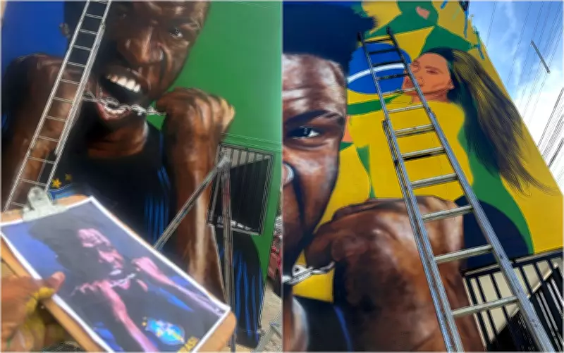 Mural de Vini Jr. e Virginia levou 4 dias para ser feito e 10 minutos para apagar