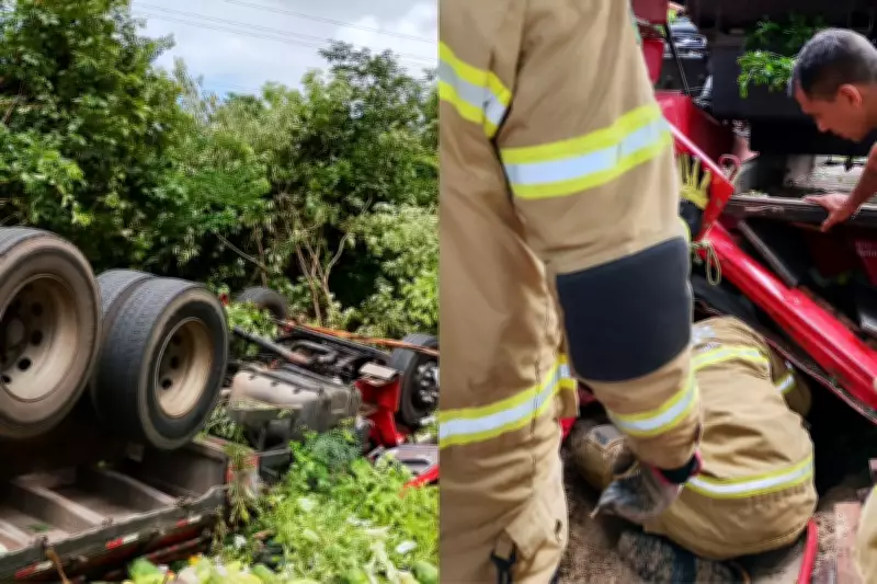 Passageira que ficou presa em ferragens de caminhão capotado na BR-402 recebe alta