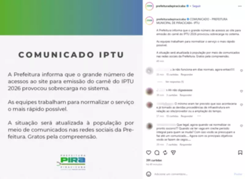 Piracicaba amplia horário de atendimento do IPTU após filas e site sobrecarregado
