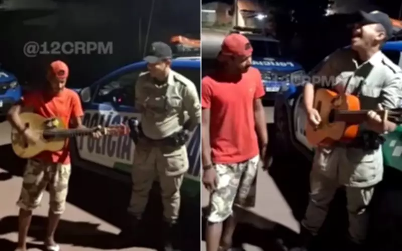 PM canta com abordado em Porangatu e vídeo viraliza: 'A dupla tem talento'