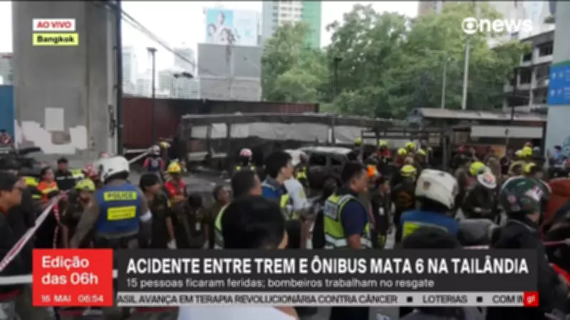 Tailândia: acidente entre trem e ônibus deixa 6 mortos e 15 feridos