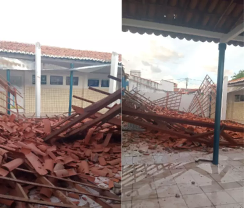 Teto de escola desaba em São Fernando (RN) e ninguém se fere