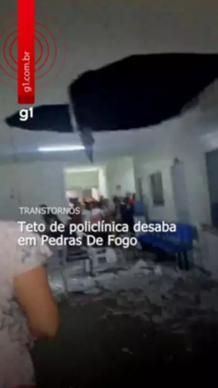 Teto de policlínica desaba em Pedras de Fogo, Paraíba, e fere três